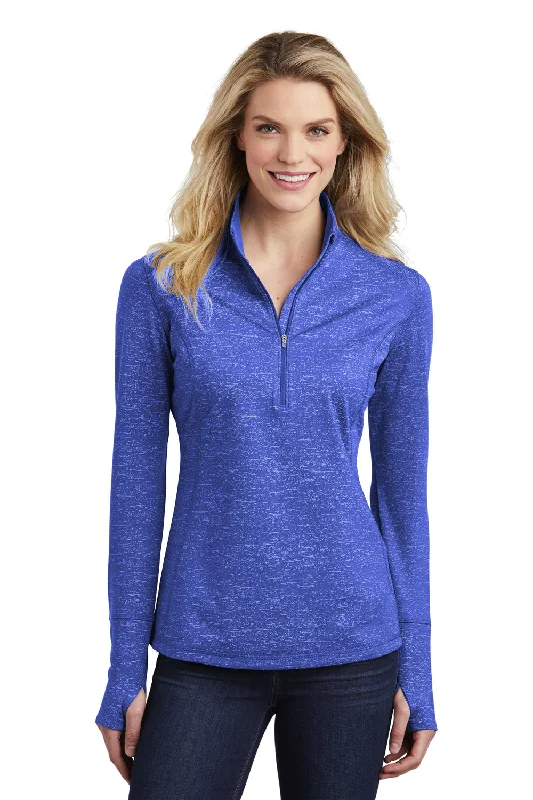 Sport-Tek Womens Sport-Wick Moisture Wicking 1/4 Zip Sweatshirt - True Royal Blue - Closeout