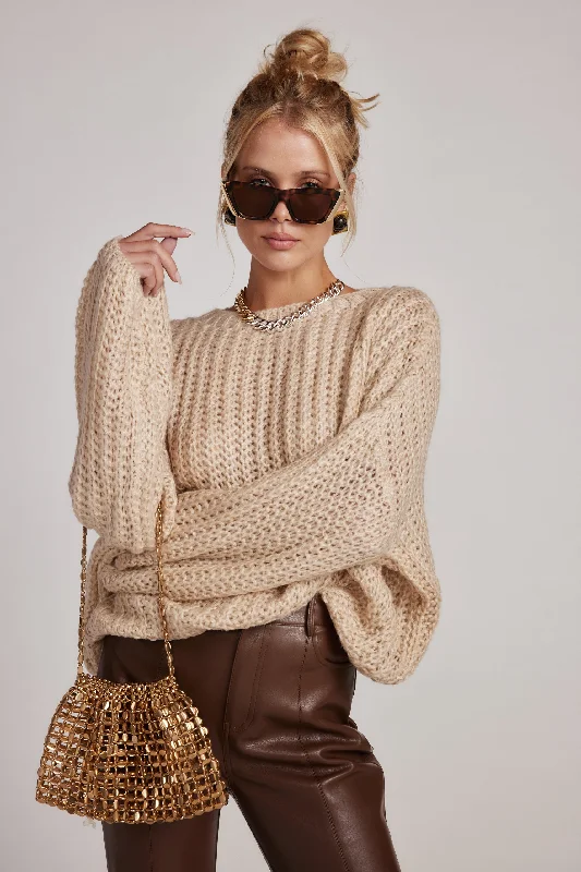 Slick Taupe Knit Sweater