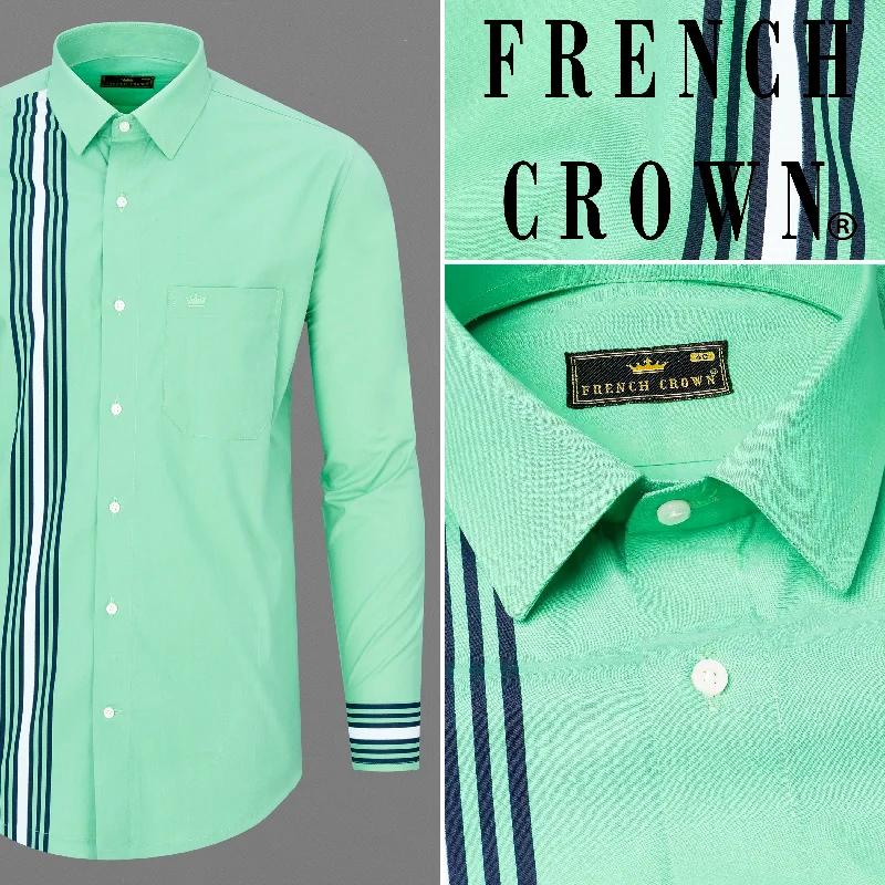 Bermuda Green with Striped Premium Cotton Shirt