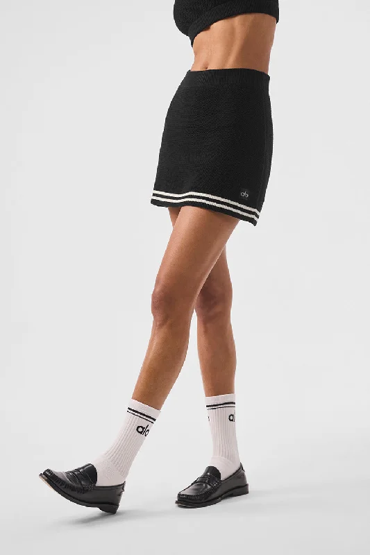 Tennis Club Sweater Knit Skirt - Black/Ivory