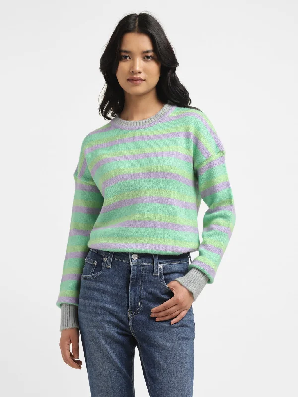 Women's Striped Multicolor Crew Neck Sweater