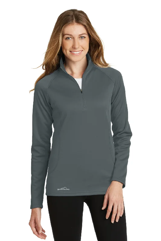 Eddie Bauer Womens Smooth Fleece 1/4 Zip Sweatshirt - Iron Grey - Closeout