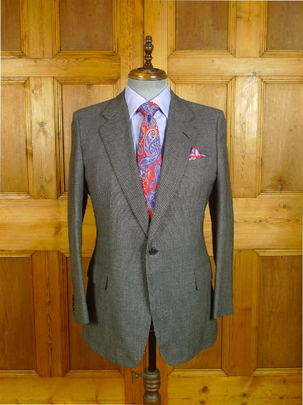 080824/013 vintage huntsman savile row grey birds-eye weave worsted suit jacket 40-41 regular