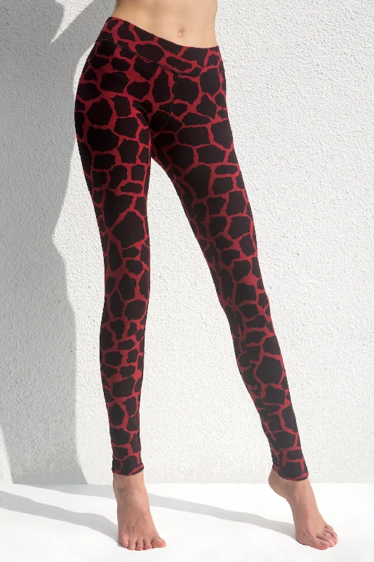 Giraffe Leggings - Red Black