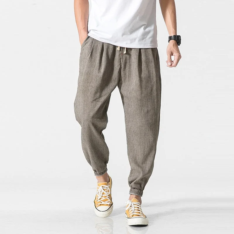 Privathinker Cotton Linen Casual Harem Pants Men Joggers Man Summer Trousers Male Chinese Style Baggy Pants 2020 Harajuku Clothe