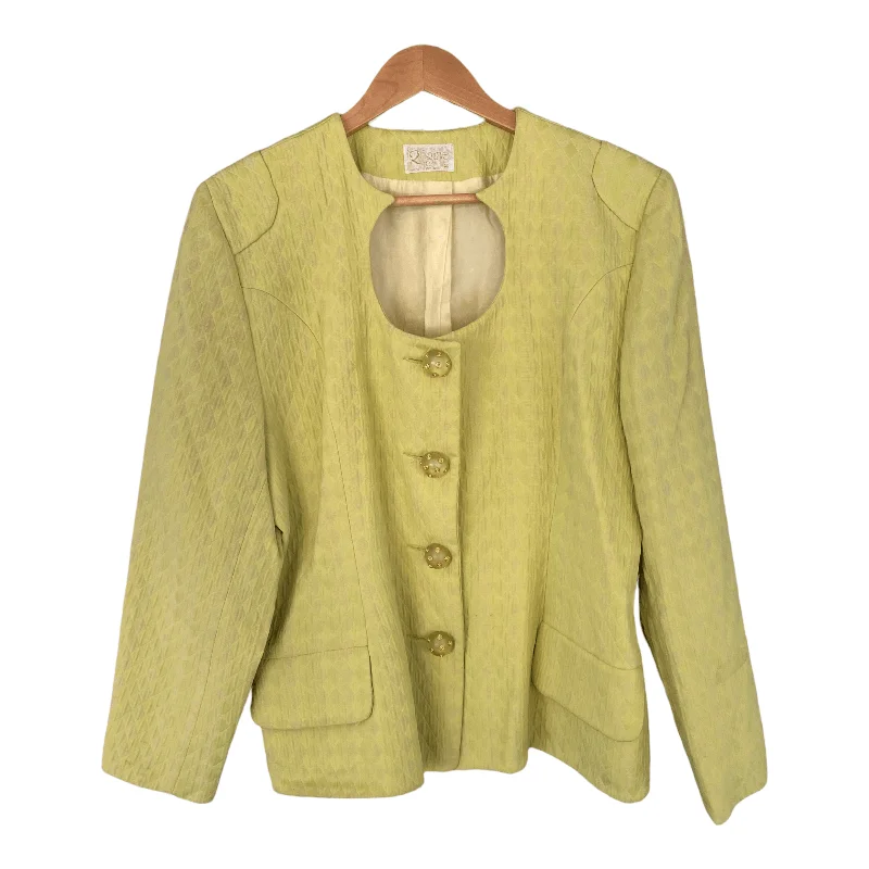 Regine Vintage Womens Jacket Round Scoop Neck Wonderful Buttons Green UK 14 16