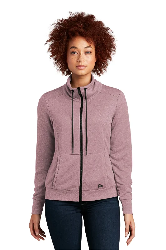 New Era Womens Performance Terry Full Zip Sweatshirt w/ Pockets - Heather Dusty Mauve