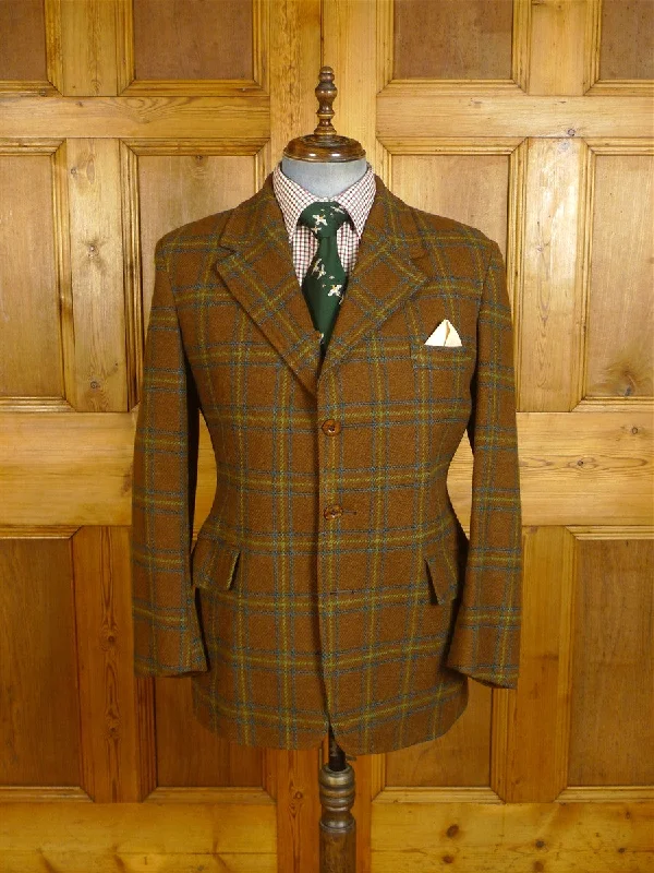 24/1170 immaculate vintage british heavyweight brown bold check tweed jacket 42 regular