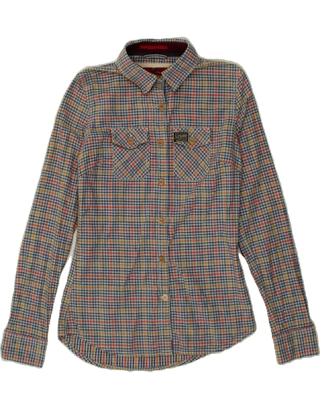 SUPERDRY Womens Shirt UK 10 Small Multicoloured Check Cotton