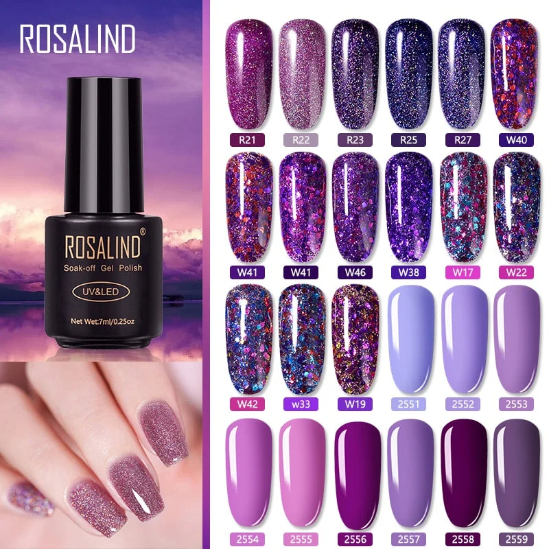 ROSALIND Gel Nail Polish Nail Art Vernis Semi Permanant UV Primer Manicure 7ML Top Coat Primer Gel Lak Hybrid Nail Polishes