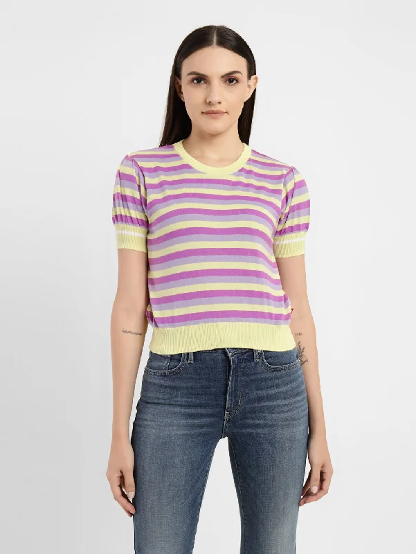 Women's Striped Round Neck Sweater