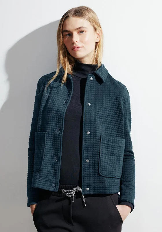 Cecil Waffle Textured Short Jacket, Strong Petrol Blue