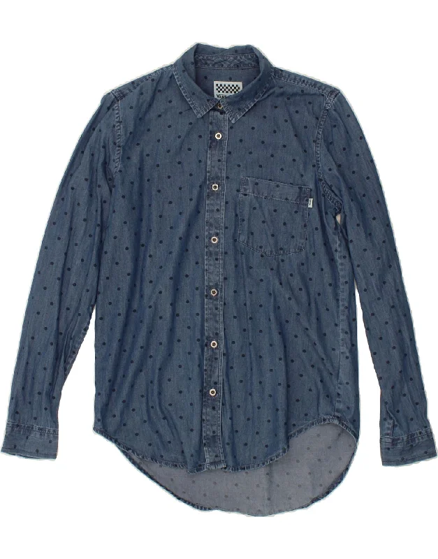 VANS Womens Shirt UK 12 Medium Blue Polka Dot Cotton