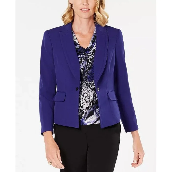 Kasper Women's Single Button Notched Lapel Blazer Purple Size 4