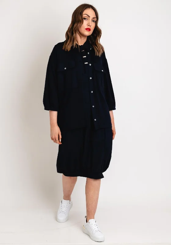 Naya Taffeta Pocket Jersey Top, Navy