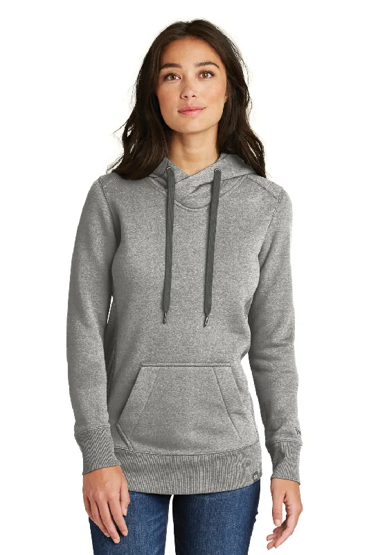 New Era Womens Sueded French Terry Hooded Sweatshirt Hoodie w/ Pouch Pocket - Light Graphite Grey Twist