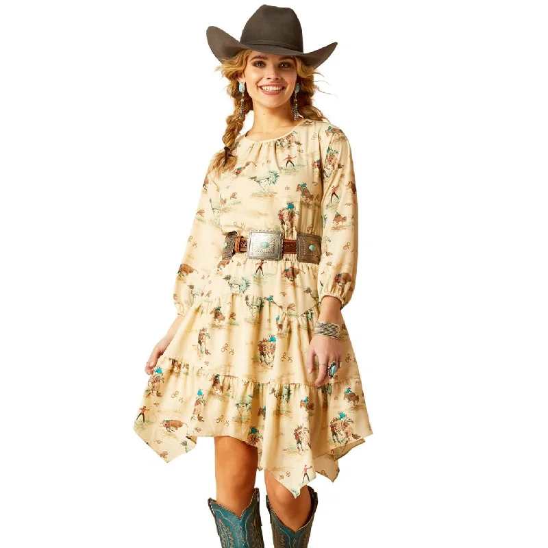 Ariat Women's Handkerchief Dress, Retro Ranch Print