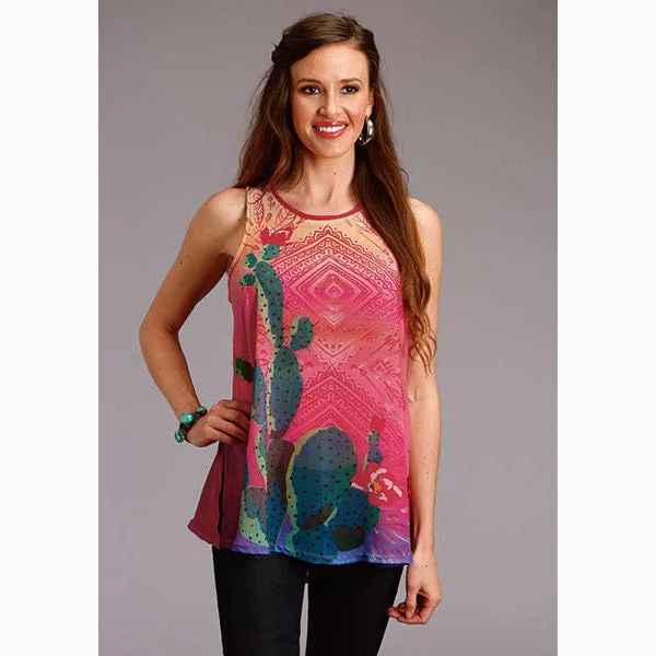 Roper Women's Red Sheer Cactus Tank