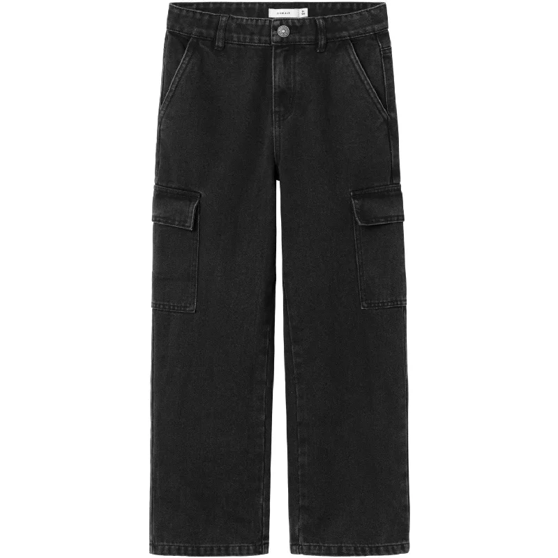 Name It Black Rose High Waisted Wide Cargo Jeans Noos