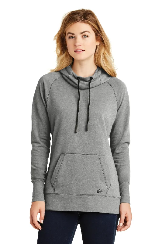 New Era Womens Fleece Hooded Sweatshirt Hoodie w/ Pouch Pocket - Heather Shadow Grey