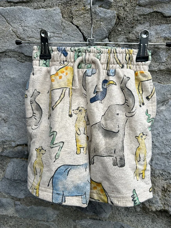 Wild animals beige shorts  2-3y (92-98cm)