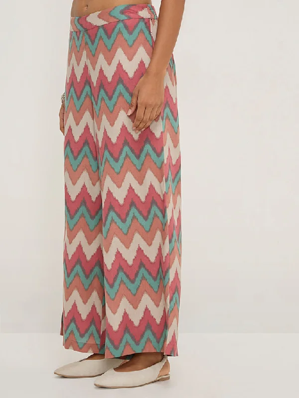 Utsa Multicolour Chevron Printed Palazzos