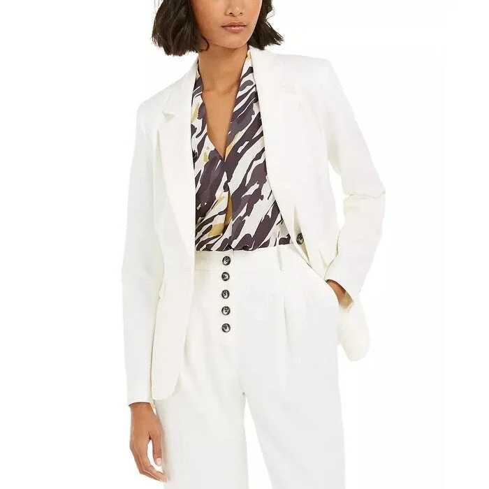 Bar III Women's One Button Blazer White Size 6