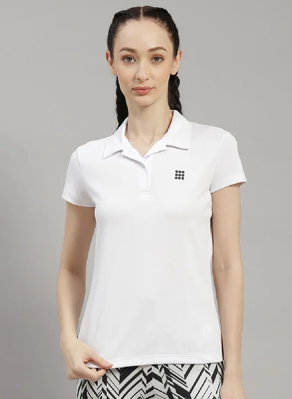 Women White Solid T-Shirt