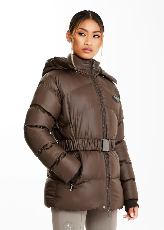 Second Quality - Chocolate Belted Puffer Jacket