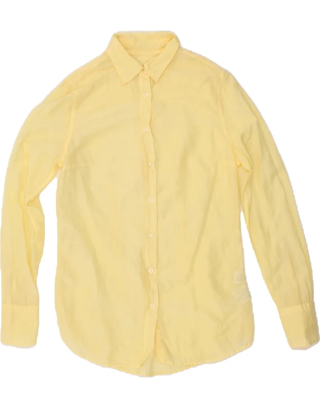 FRED PERRY Womens Shirt UK 10 Small Yellow Cotton