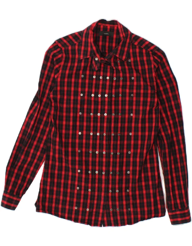 DIESEL Womens Shirt UK 10 Small Red Check Cotton