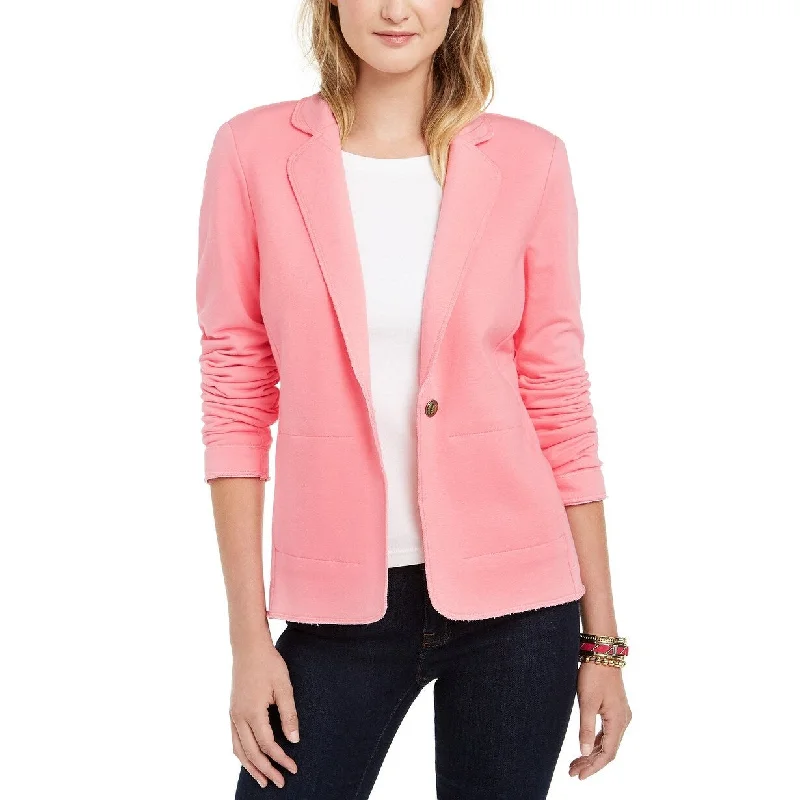 Tommy Hilfiger Women's Single-Button Knit Blazer Pink Size Small