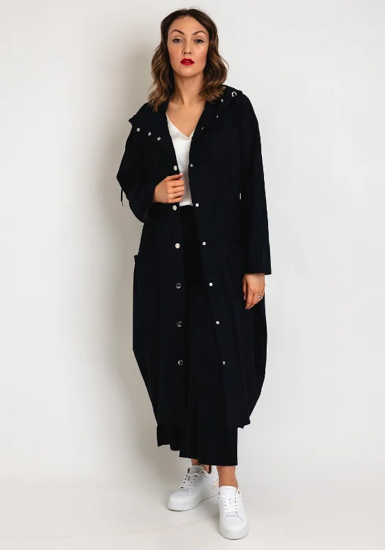 Naya Tulip Hemline Hooded Mac Coat, Navy