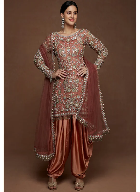 Dusty Rose Embroidered Punjabi Suit