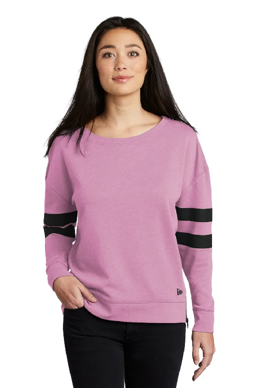 New Era Womens Varsity Fleece Crewneck Sweatshirt - Heather Lilac Pink - Closeout