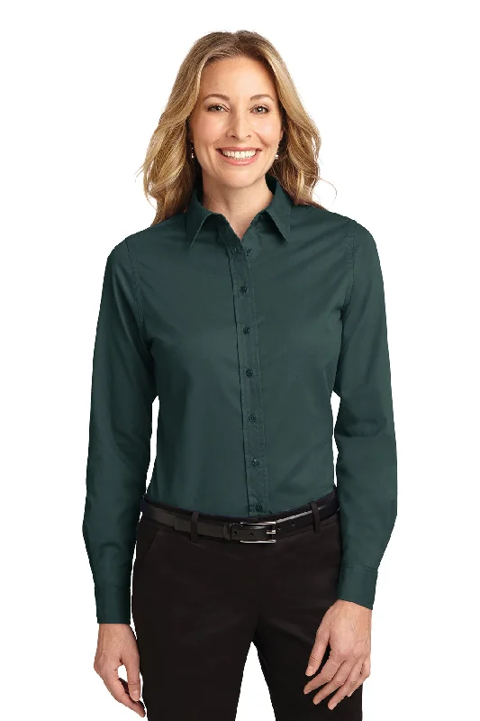 Port Authority Women's Solid Dark Green Long Sleeve Shirt