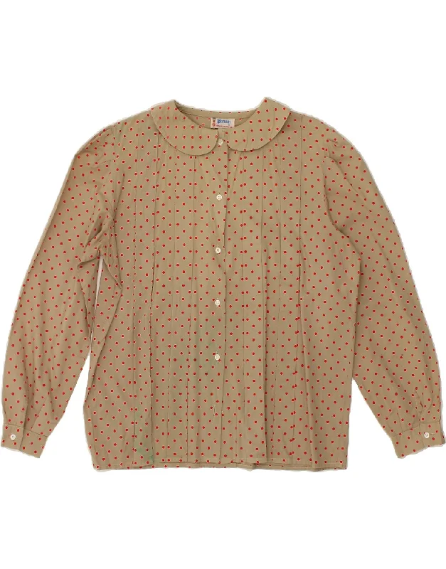 DORINGO Womens Shirt Blouse IT 46 Large Beige Polka Dot