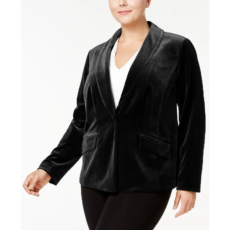 INC International Concepts Women's Plus Size Velvet Blazer Black Size OX - 0X