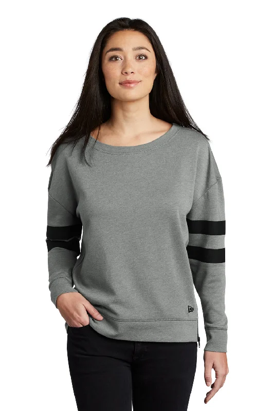 New Era Womens Varsity Fleece Crewneck Sweatshirt - Heather Shadow Grey - Closeout