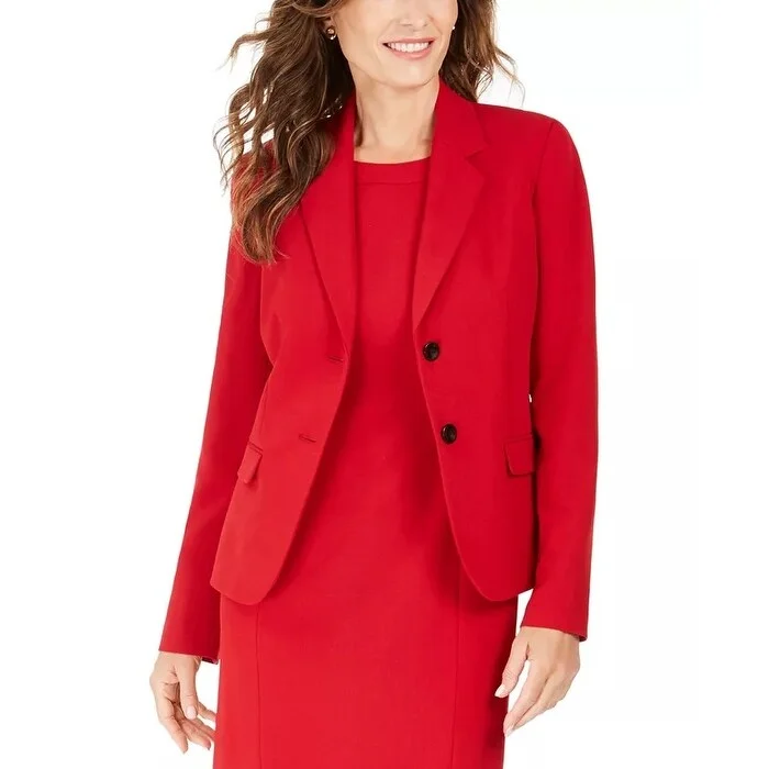 Kasper Women's Petite Notched-Lapel Blazer Red Size 16 P - 16 P