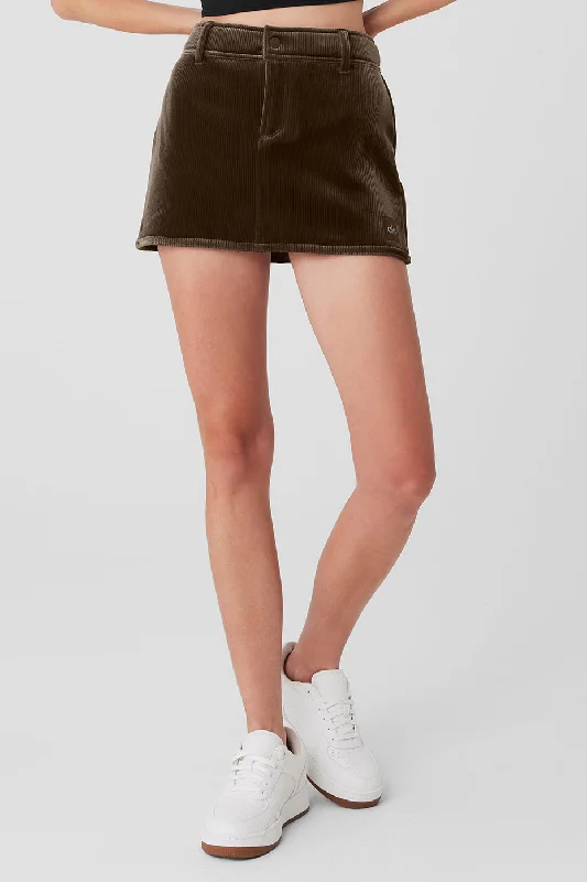 Ribbed Velour Baller Mini Skirt - Macchiato