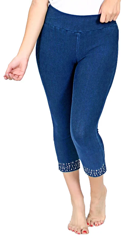 TrueSlim™ Indigo Capri Leggings with Stone