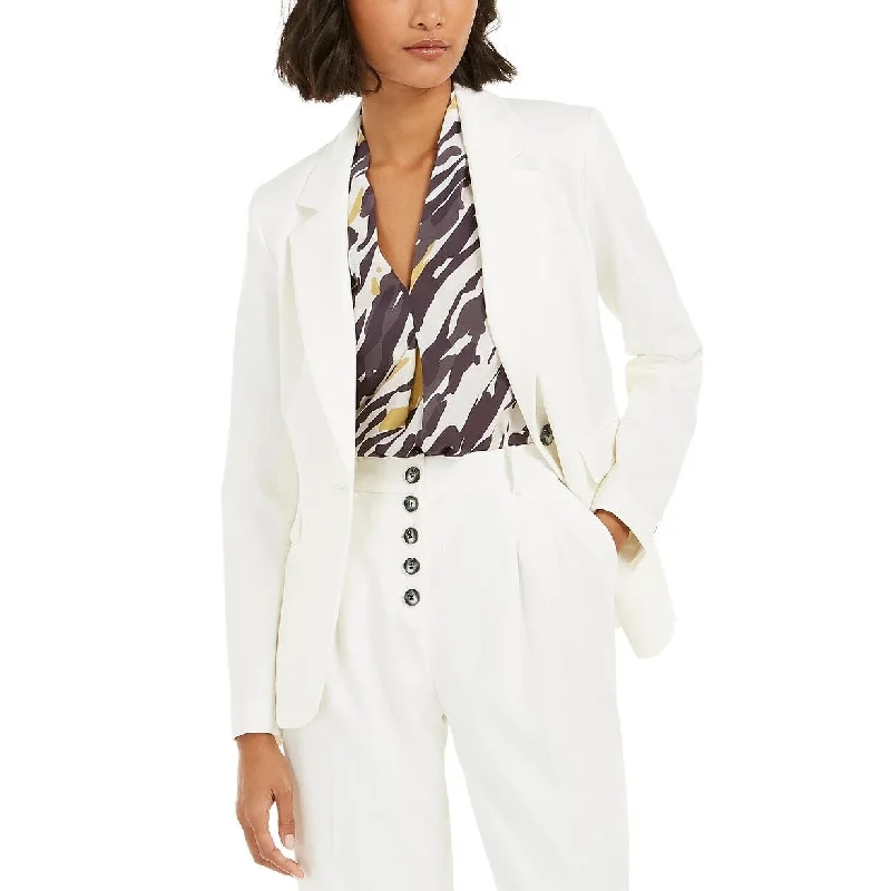 Bar III Women's One Button Blazer White Size 4