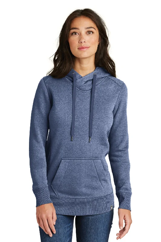 New Era Womens Sueded French Terry Hooded Sweatshirt Hoodie w/ Pouch Pocket - Dark Royal Blue Twist