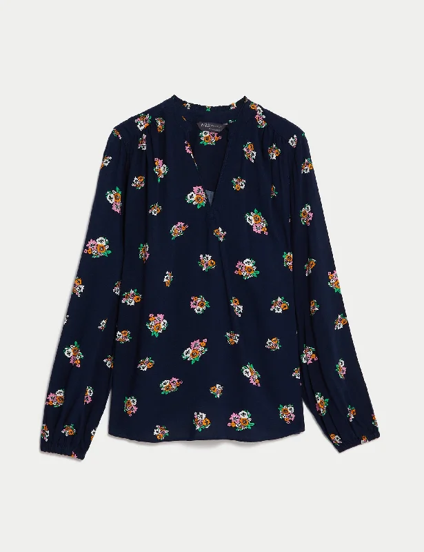 Printed Regular Fit Long Sleeve Blouse