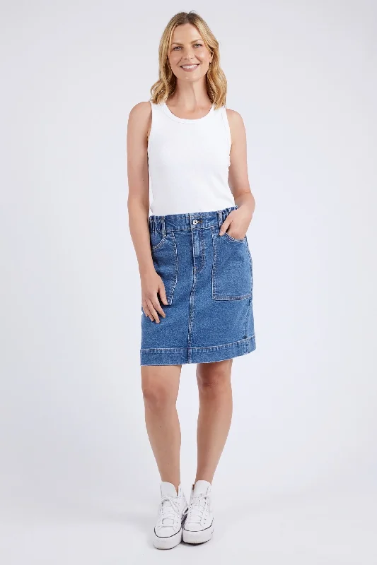 Elm Atlas Denim Skirt Dark Blue Wash