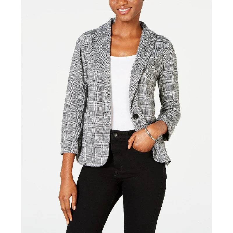 Maison Women's Jules Plaid Blazer Gray Size Large