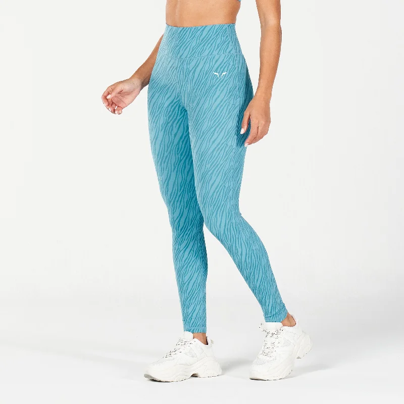 Core Wild Print Leggings - Delph Blue