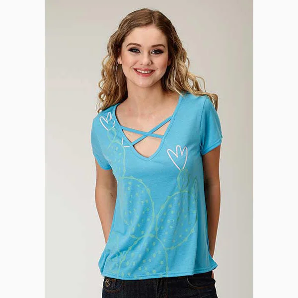 Roper Women's Blue Cactus Front Tee