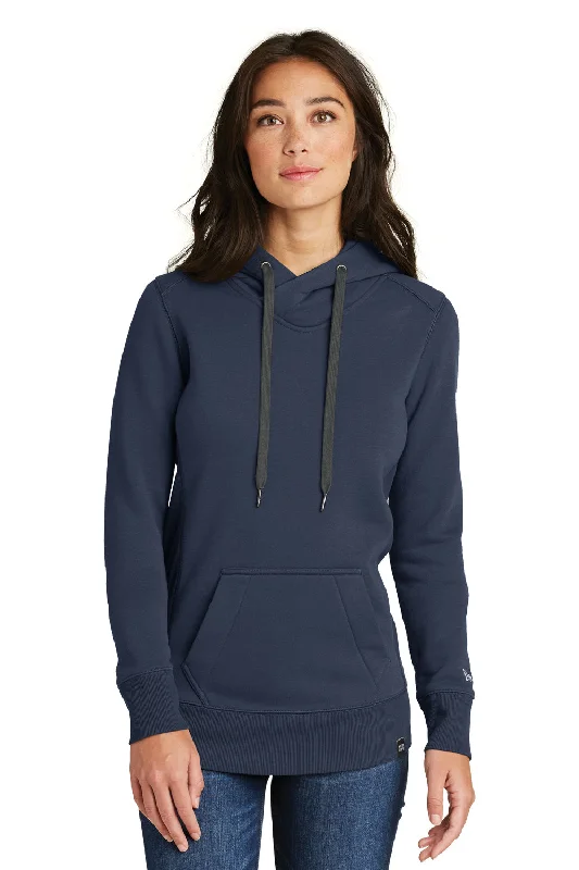 New Era Womens Sueded French Terry Hooded Sweatshirt Hoodie w/ Pouch Pocket - Navy Blue